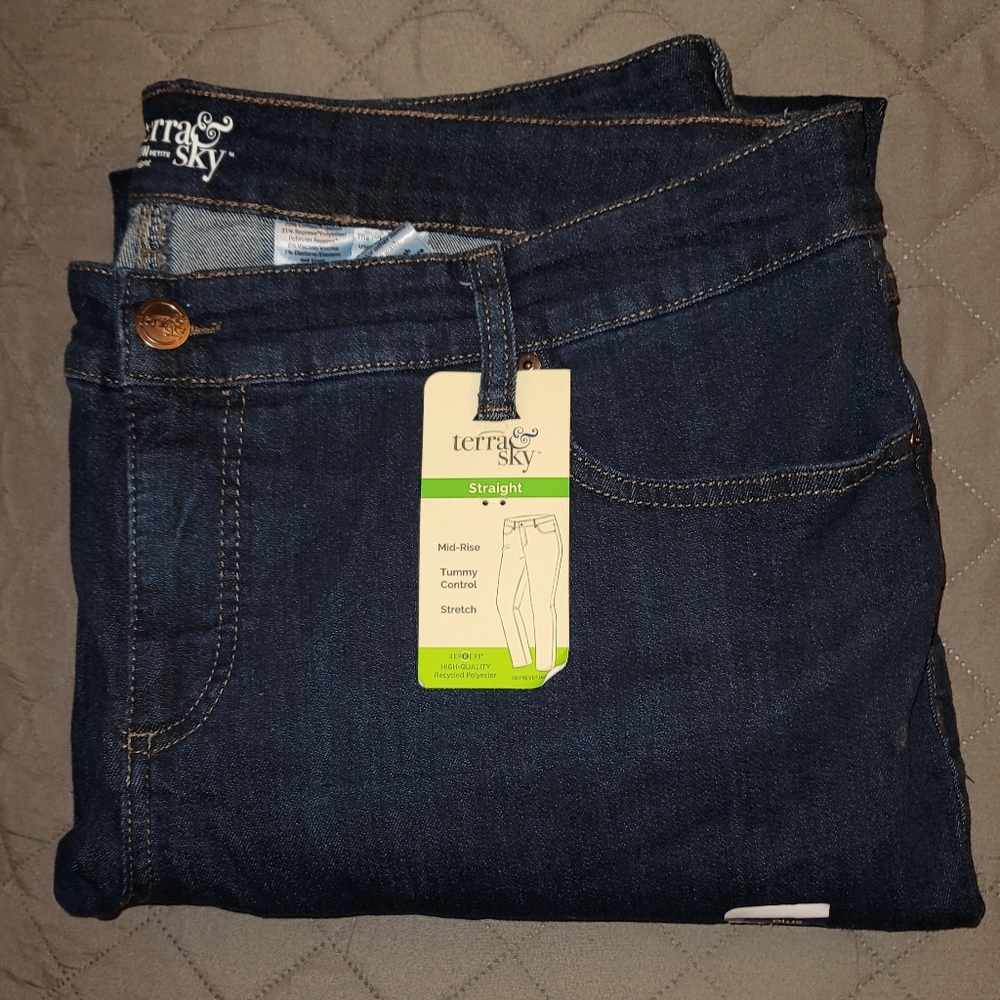 Terra & Sky Petite Straight Leg Jeans